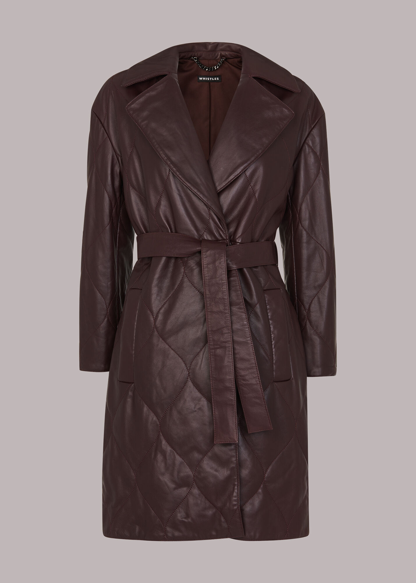 Burgundy Luna Leather Belted Jacket WHISTLES Whistles UK