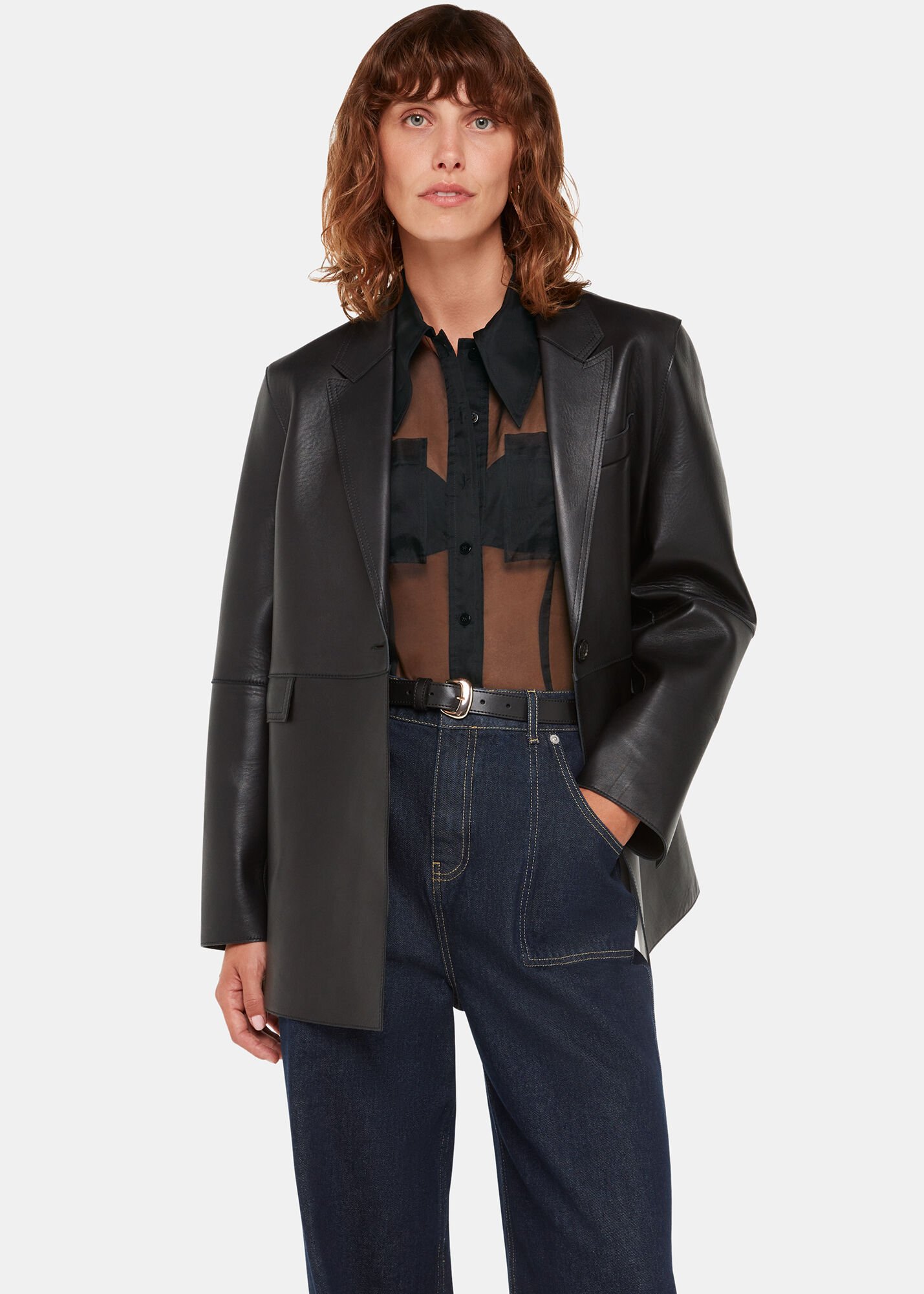 Whistles penelope coat black top