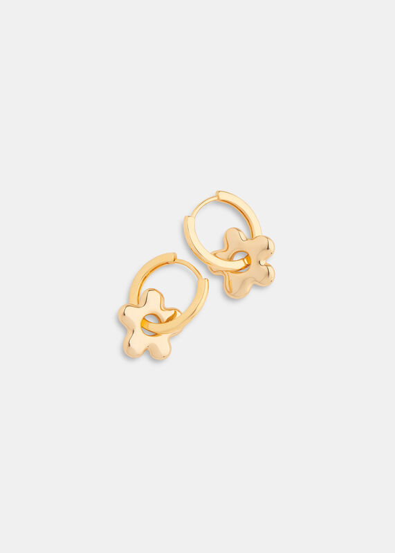 Gold Flower Huggie