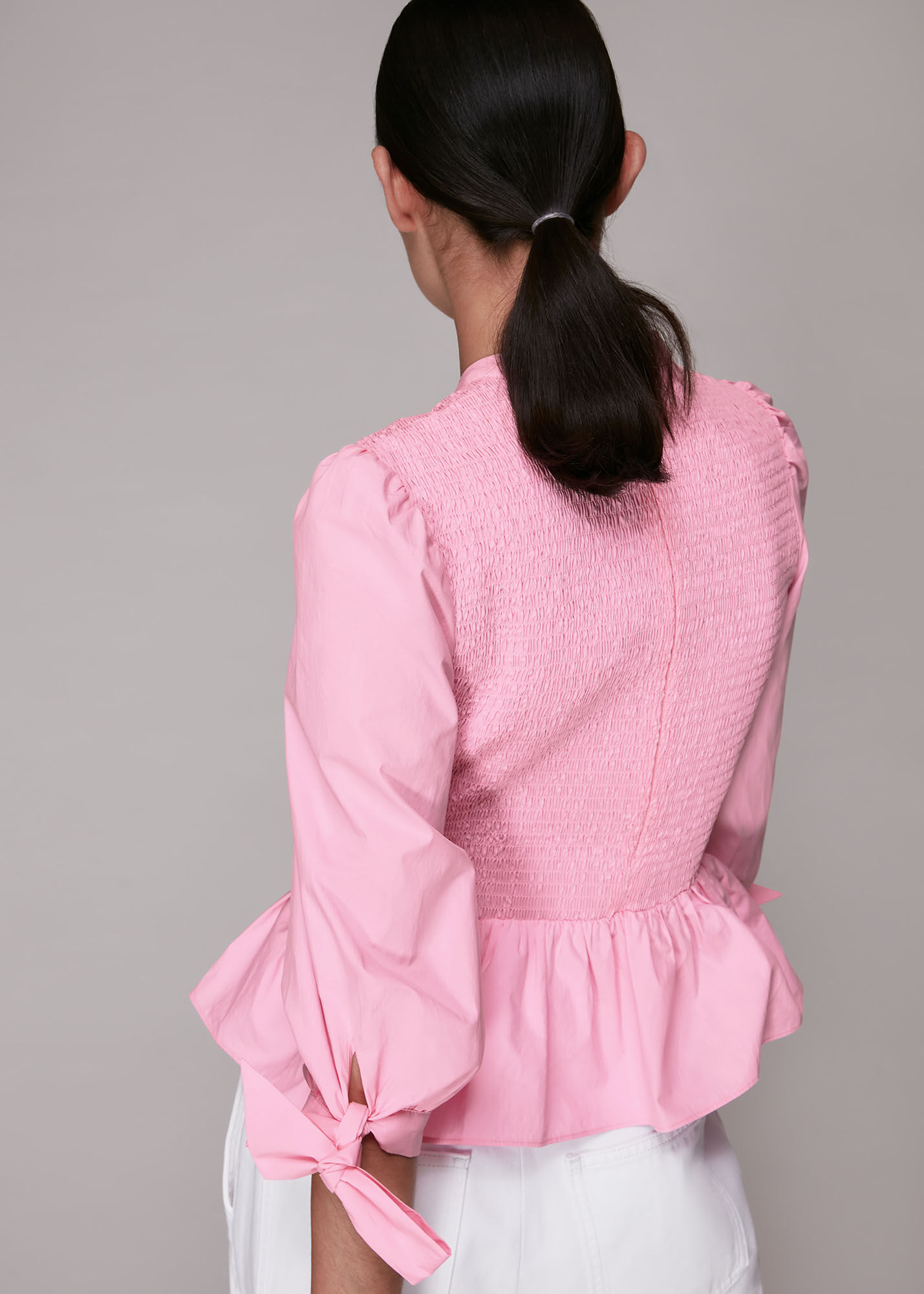 Shirred peplum hot sale top