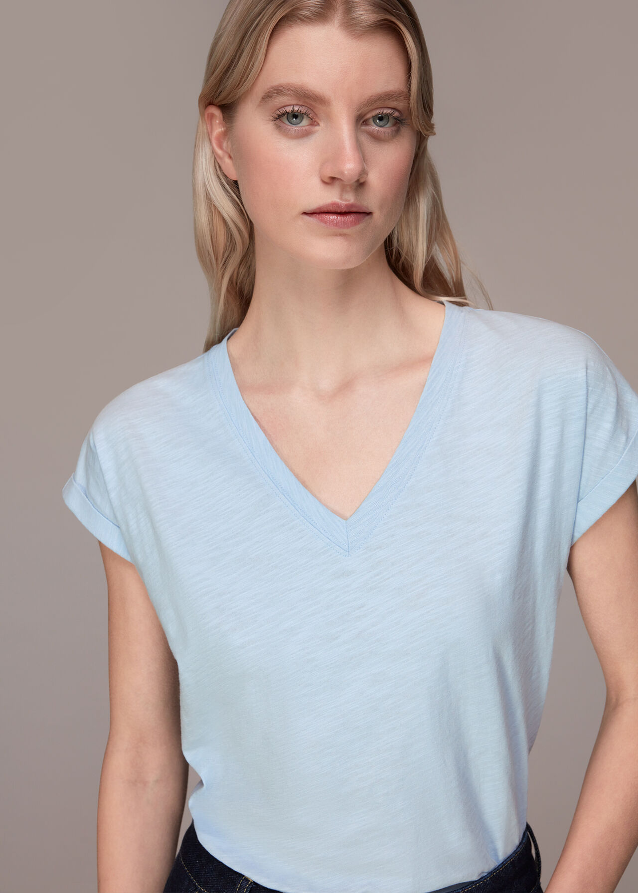 Willa V Neck Cap Sleeve Tee