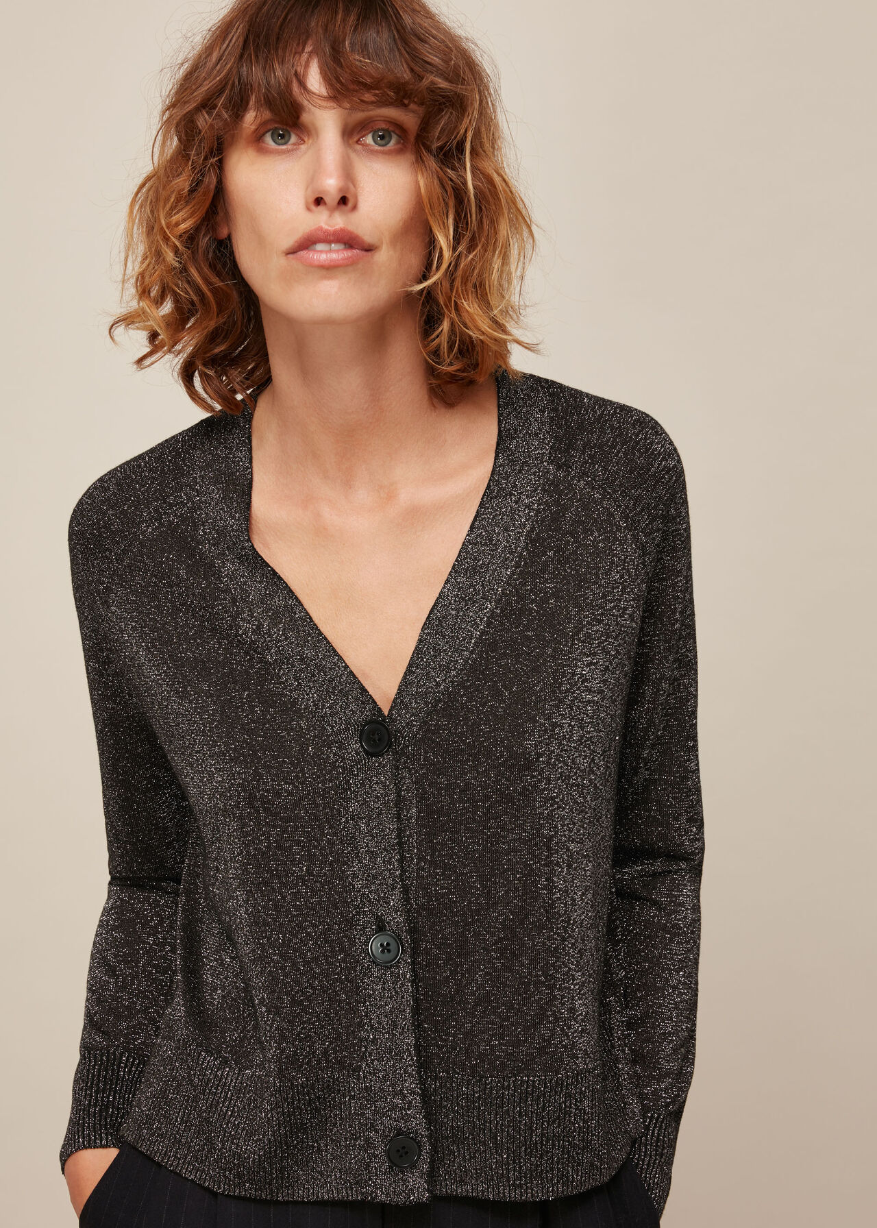 Sparkle Button Front Cardigan