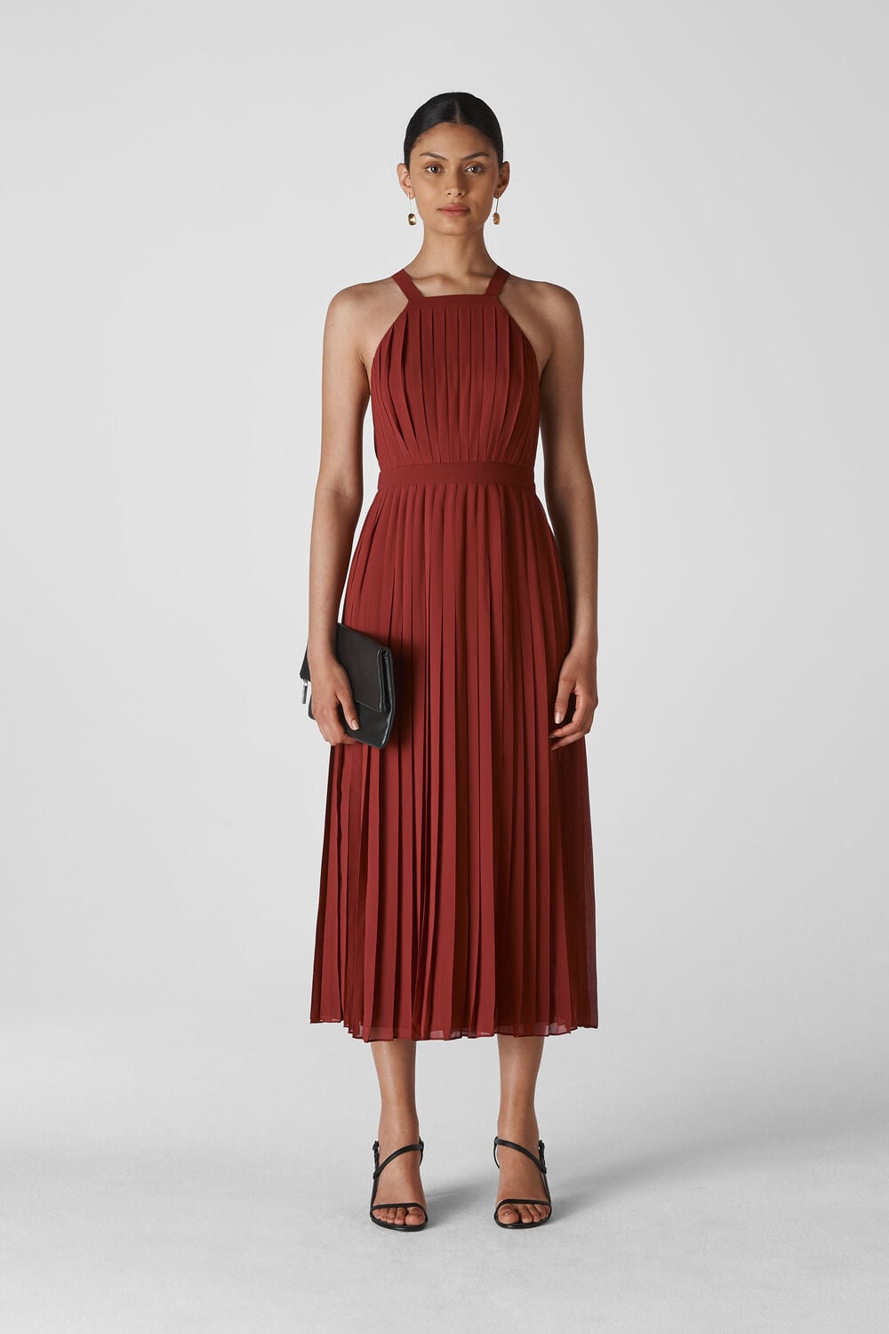Kyra Pleated Dress Burgundy