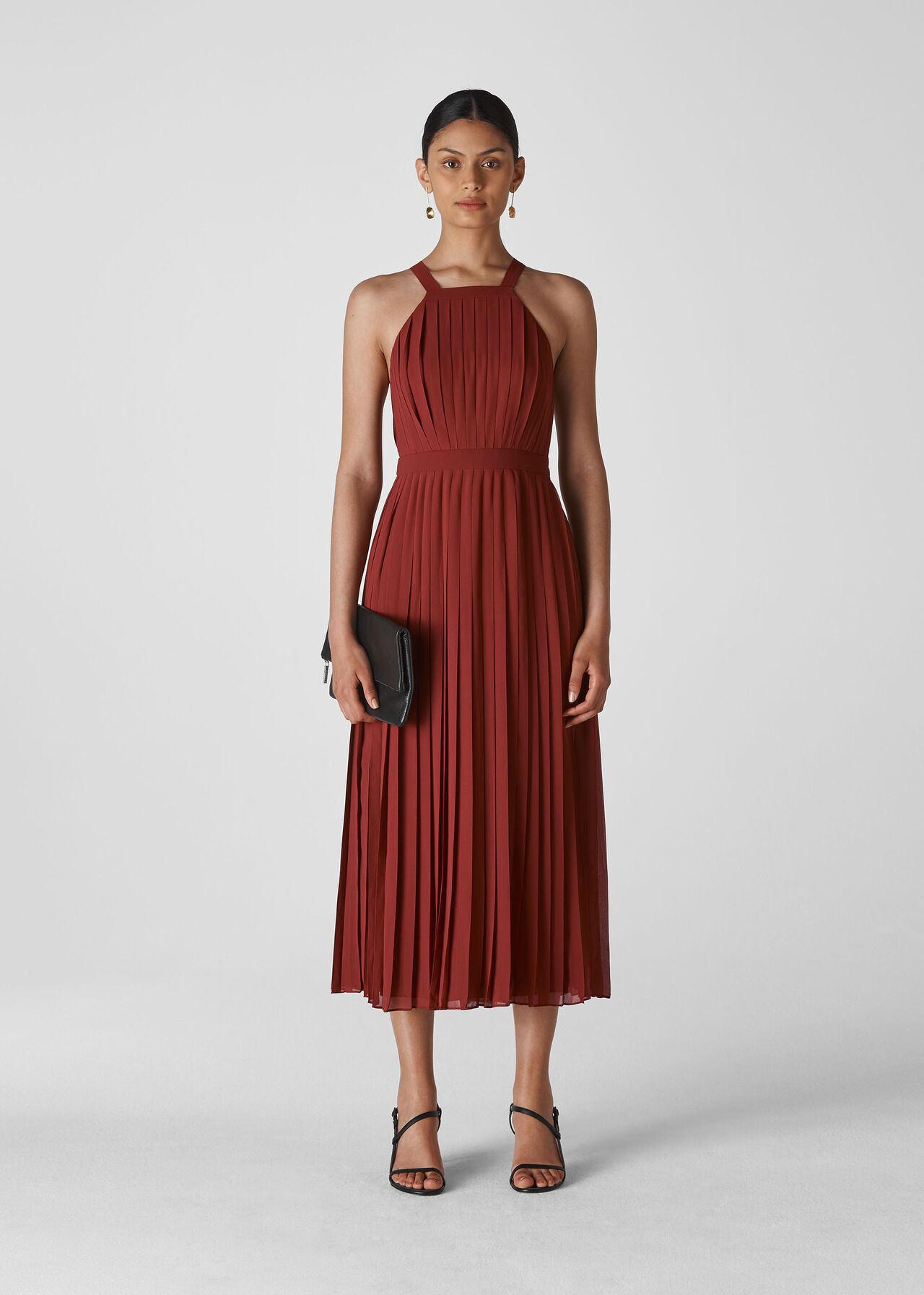 Kyra Pleated Dress Burgundy