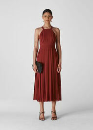 Kyra Pleated Dress Burgundy