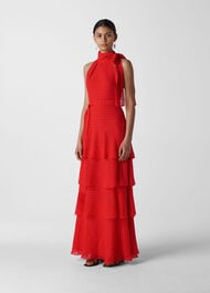 Marigold Tiered Maxi Dress Red