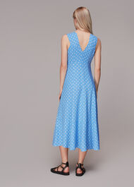 Rounded Leaf Print Midi Dress