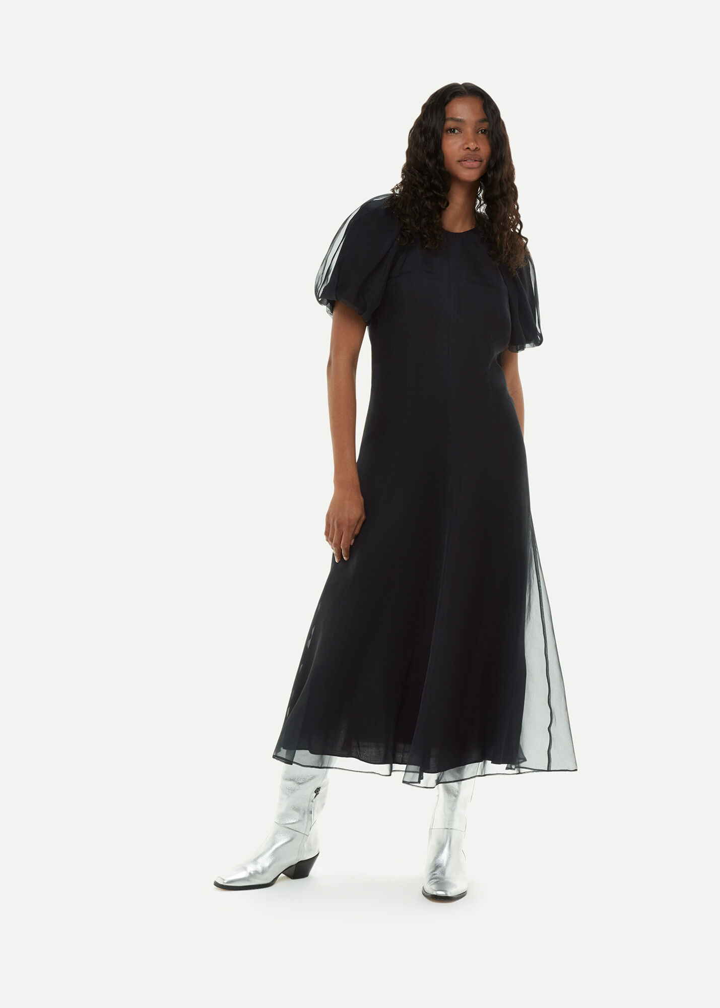 Organza Printed Puff Sleeve Maxi Dress main image 1