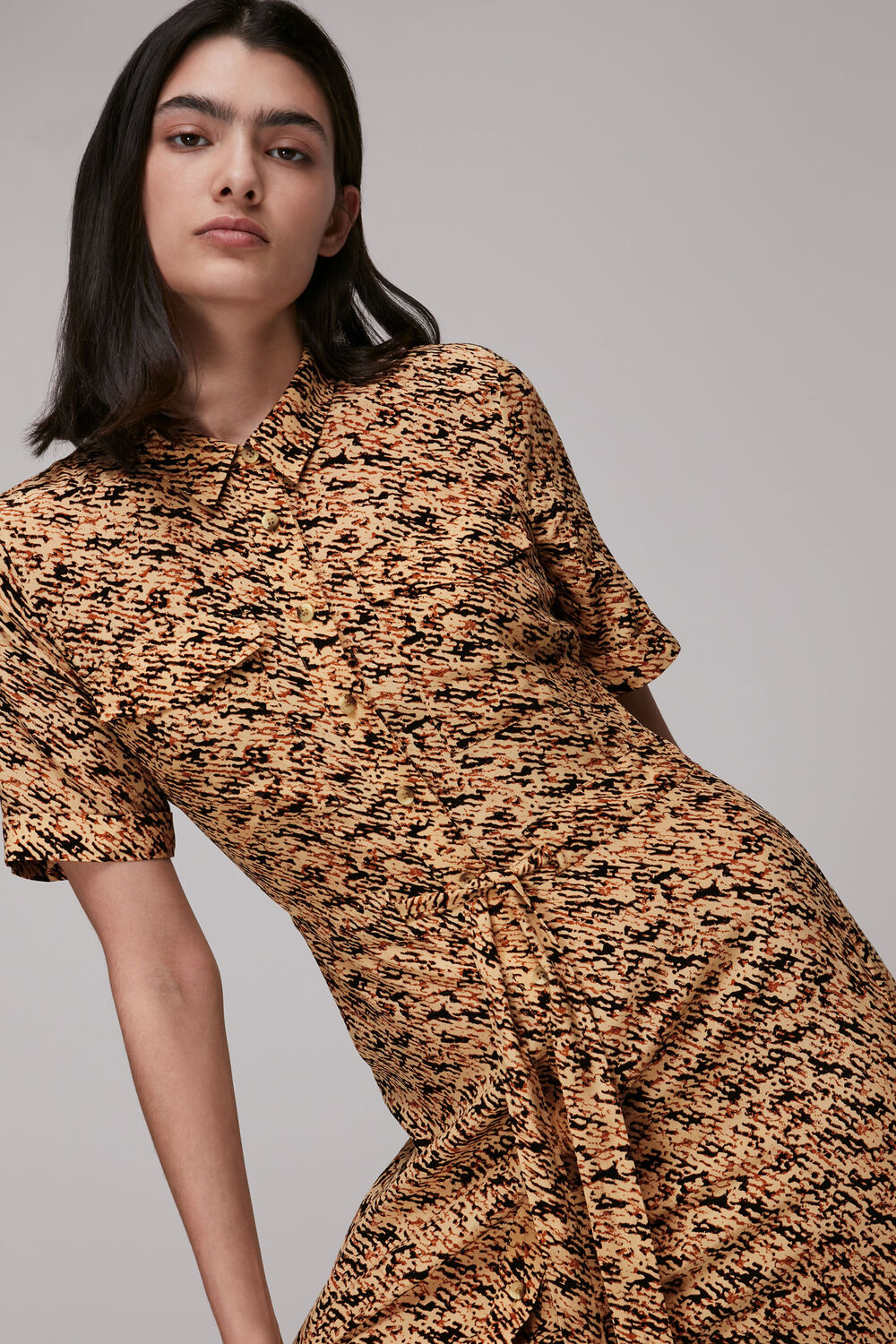 Bark Print Shirt Dress