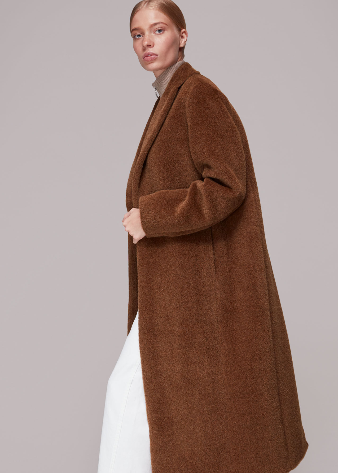 Chocolate Emma Alpaca Mix Luxe Coat WHISTLES