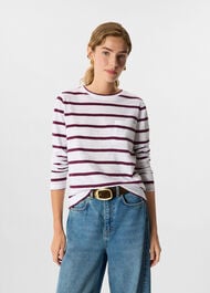 Stripe Crew Neck Pocket Top