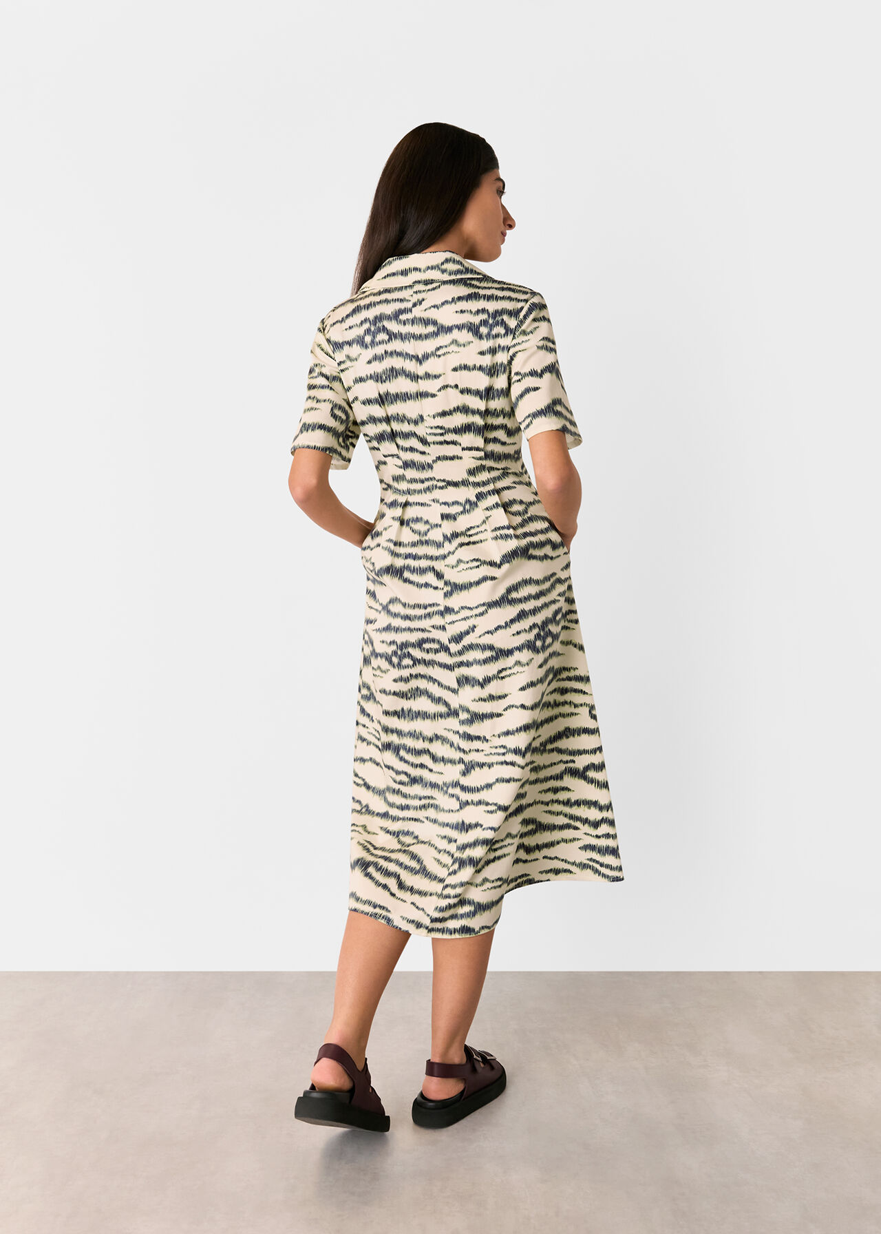 Whistles Feathered Tiger Midi Dress