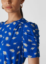 Scattered Daisy Shell Top Blue/Multi