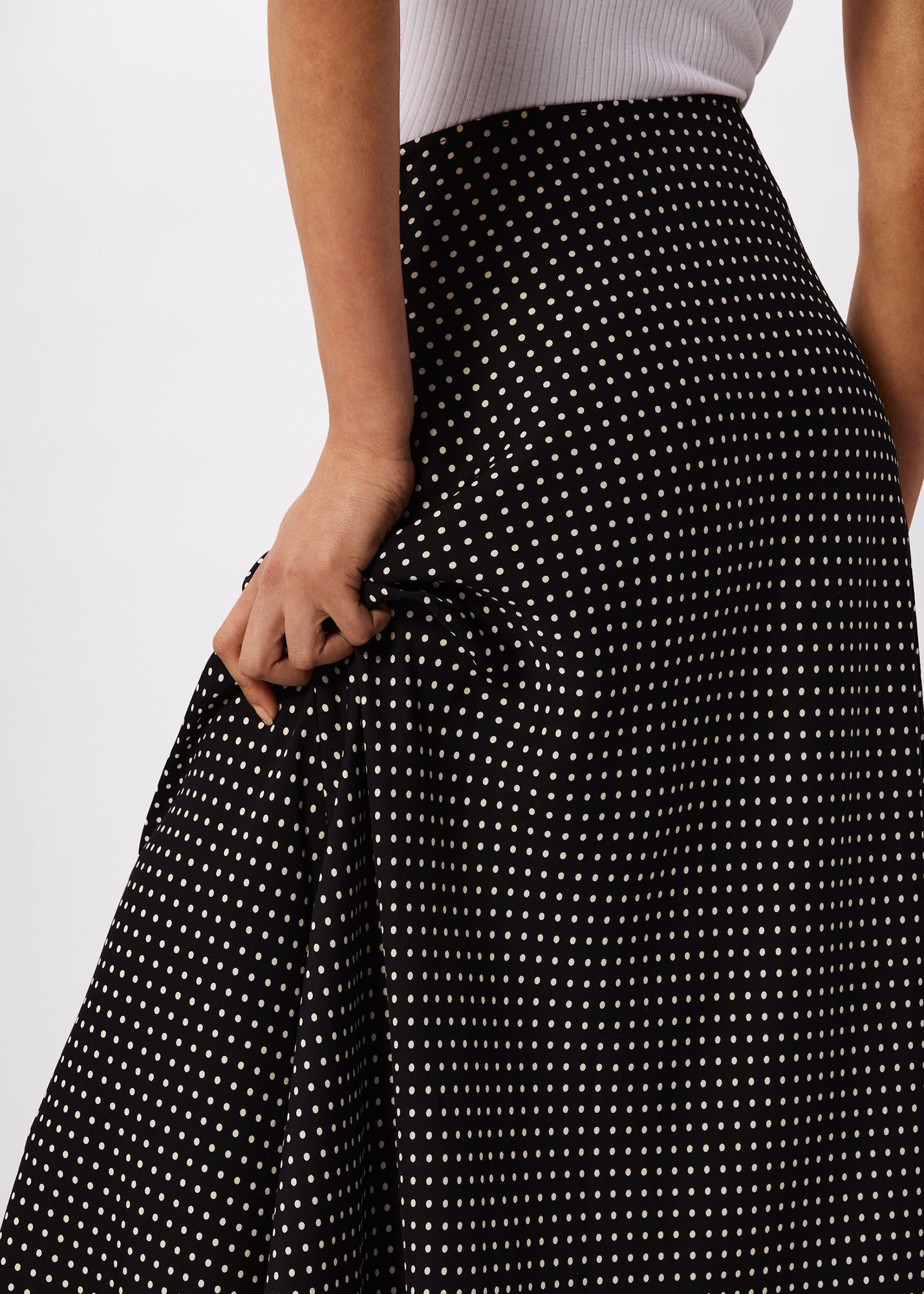 Black/White Mini Spot Fit And Flare Skirt | WHISTLES | Whistles UK |