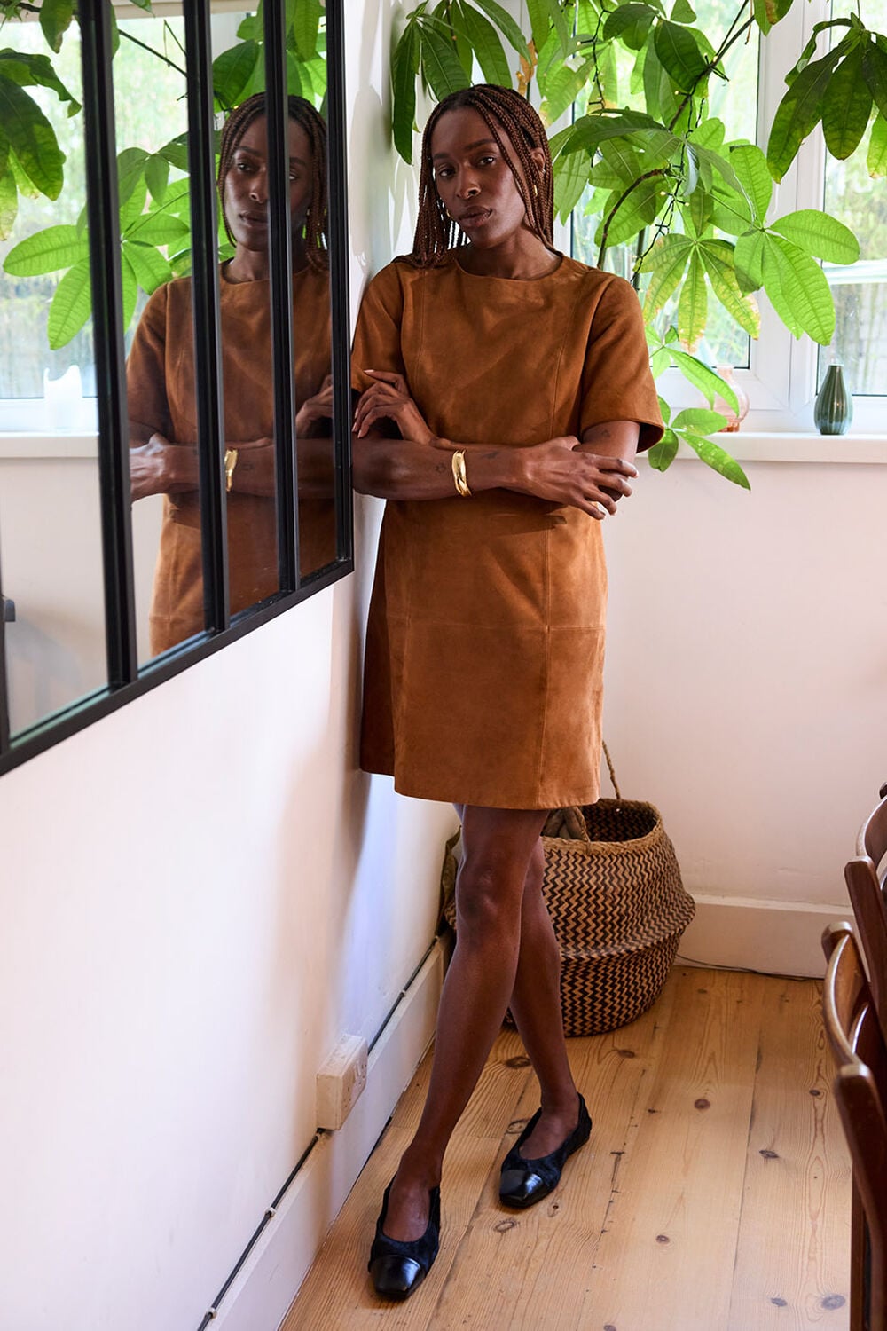 Suede Boxy Mini Dress