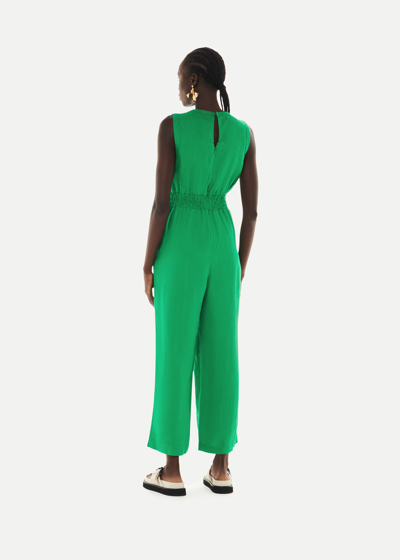 Green Danny Linen Jumpsuit WHISTLES