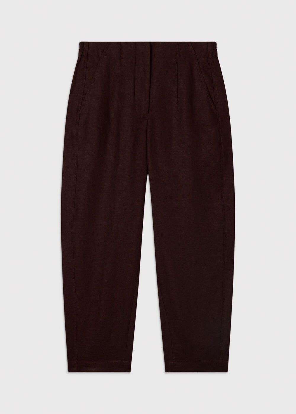 Petite Linen Barrel Leg Trouser