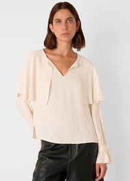 Cape Detail Crepe Blouse