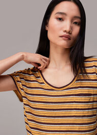 Linen Stripe Scoop Neck Tee