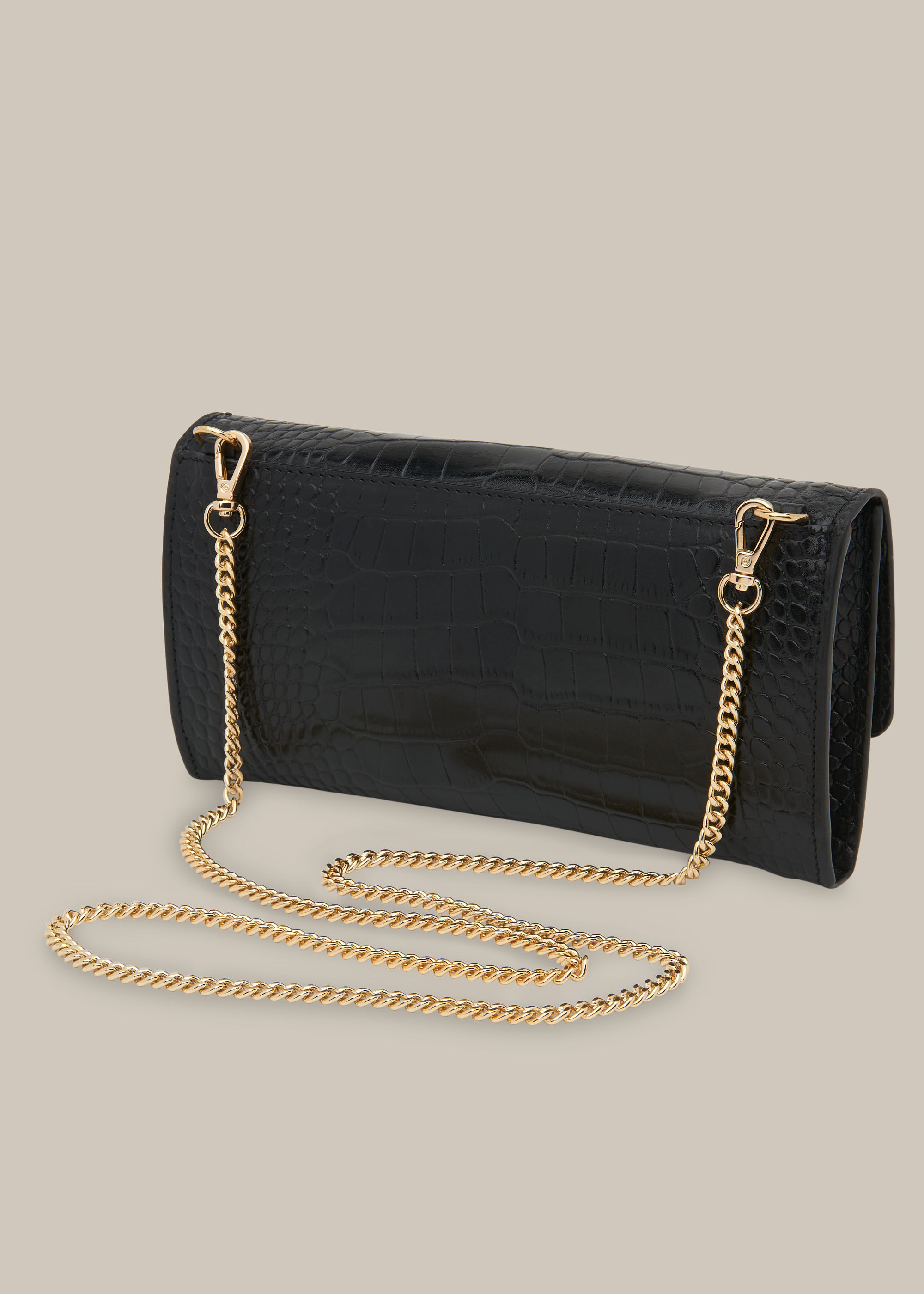 Black Tilly Shiny Croc Chain Purse WHISTLES
