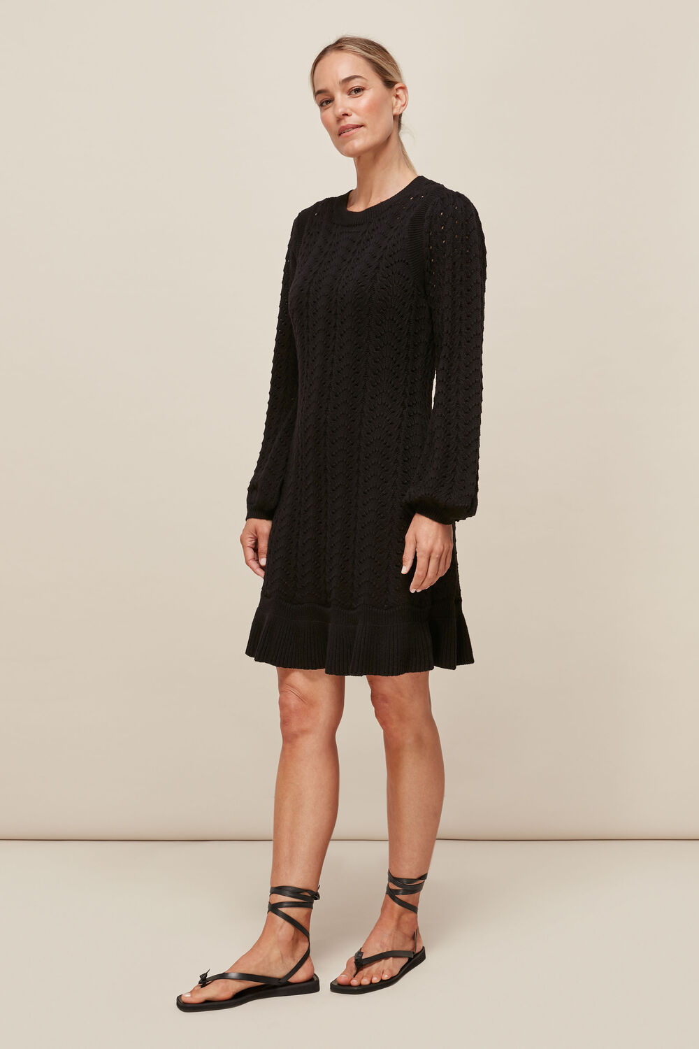 Pointelle Crochet Flippy Dress