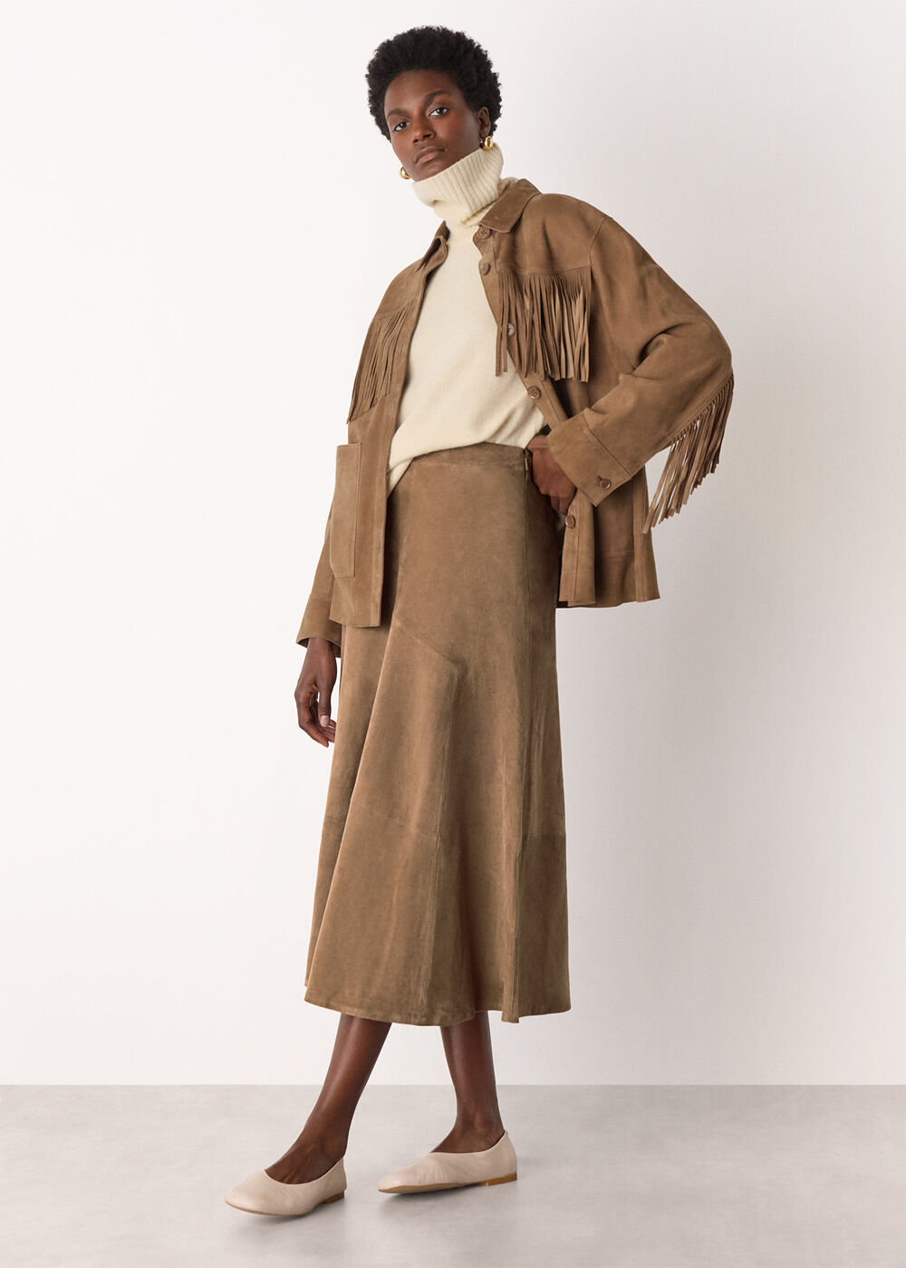 Zig Zag Panel Suede Skirt