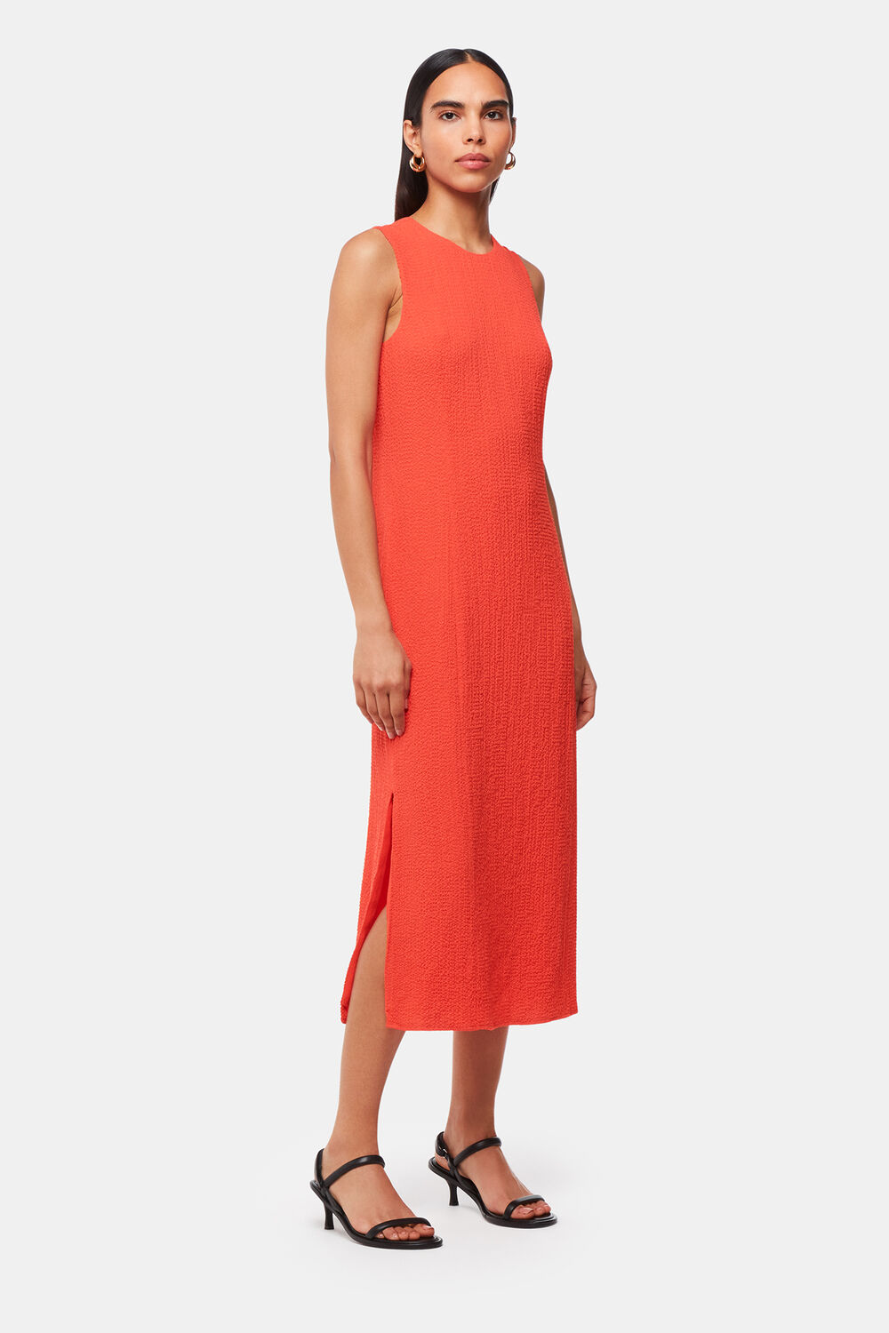 Coral Erin Texture Midi Dress