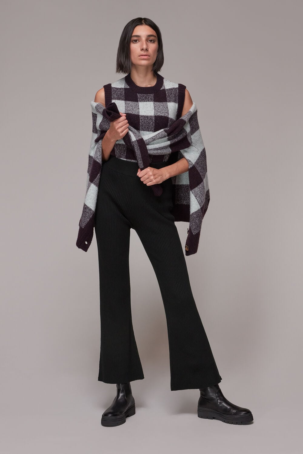 Knitted Ribbed Flare Trouser