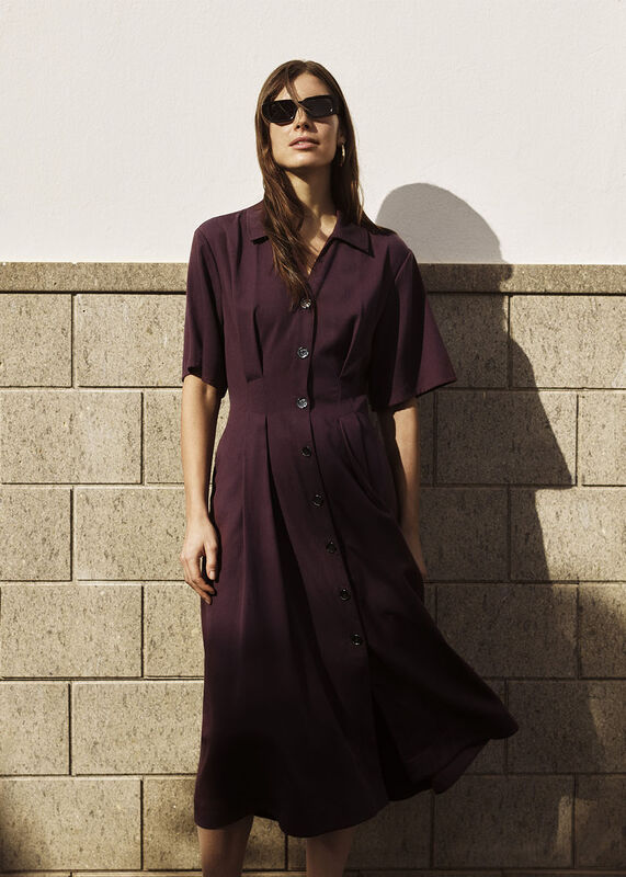 Plum Renee Button Shirt Dress