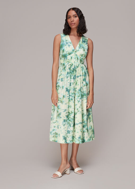 Green Waterflower Silk Mix Dress