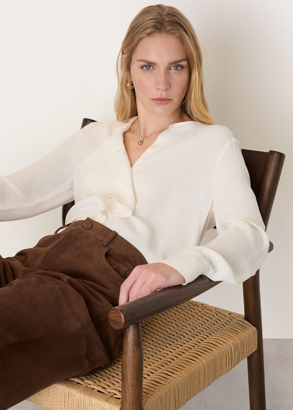 Draped Ruffle Feminine Blouse