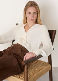 Draped Ruffle Feminine Blouse