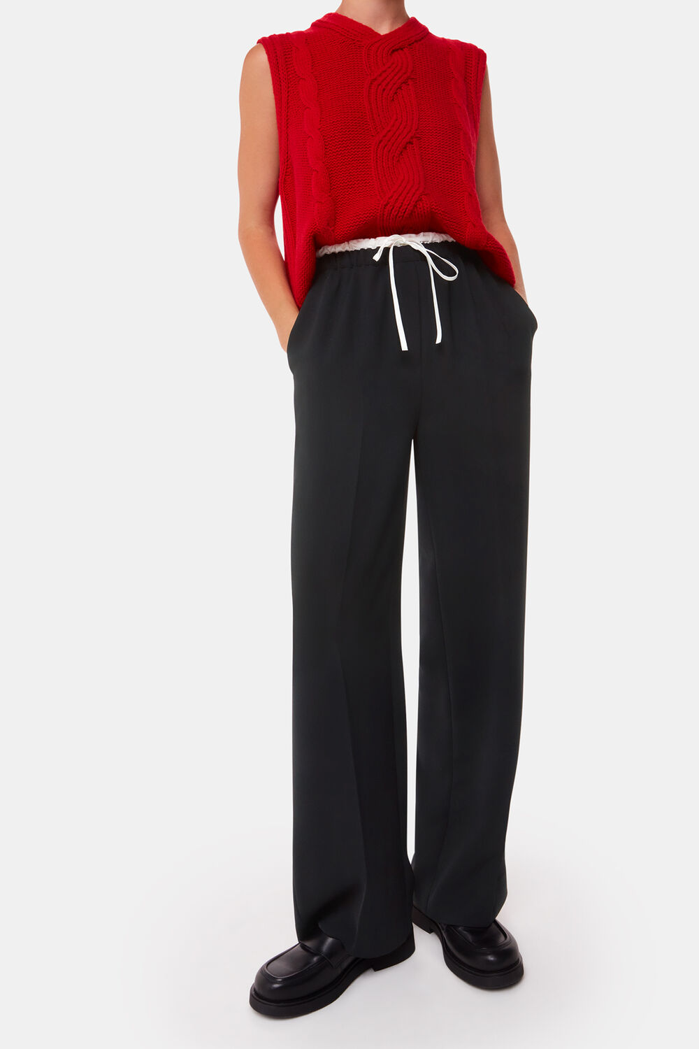 Crepe Waistband Detail Trouser
