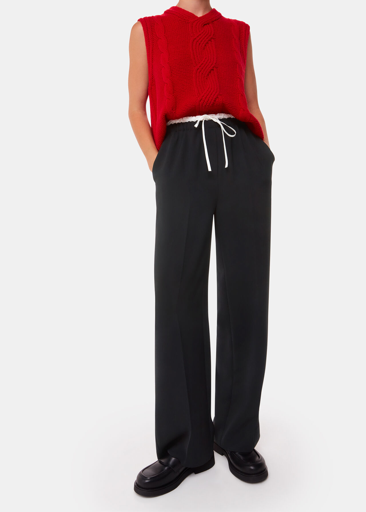 Crepe Waistband Detail Trouser