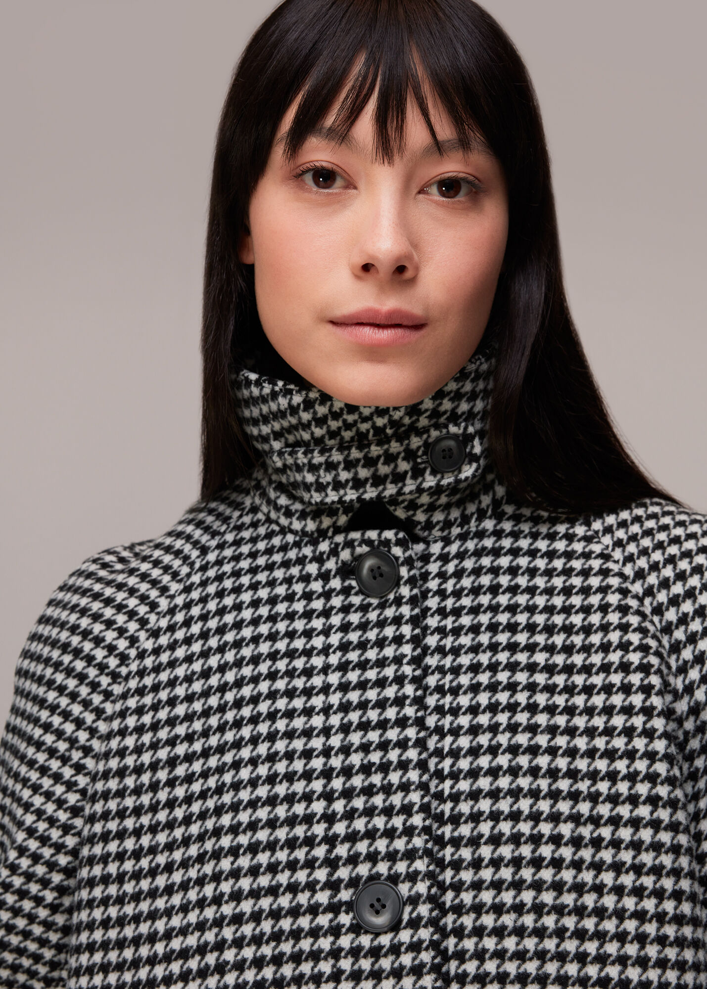 Black/White Isobel Wool Dogtooth Coat WHISTLES