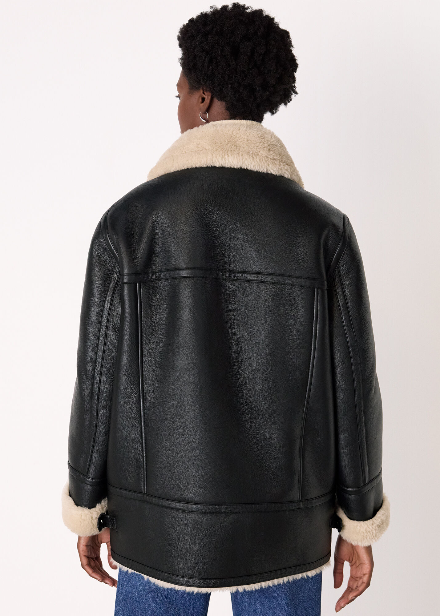 Women's Black Faux Fur Aviator Jacket | Whistles US |