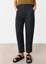 Linen Barrel Leg Trouser