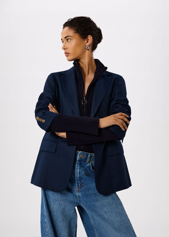 Navy Relaxed Hopsack Blazer