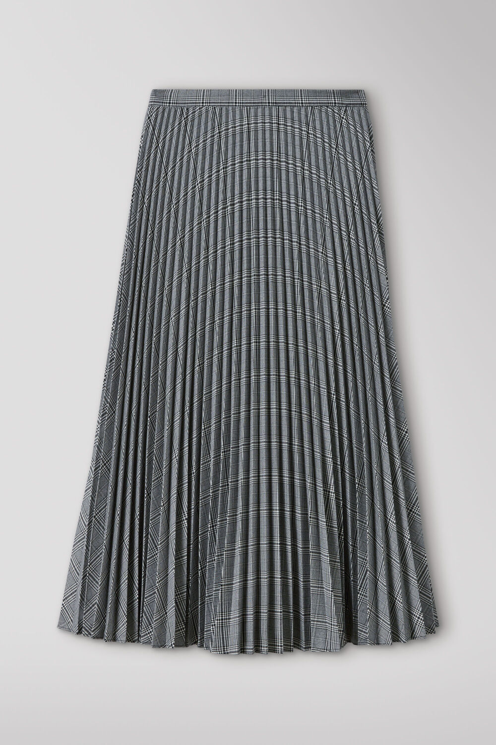 Check Pleated Midi Skirt