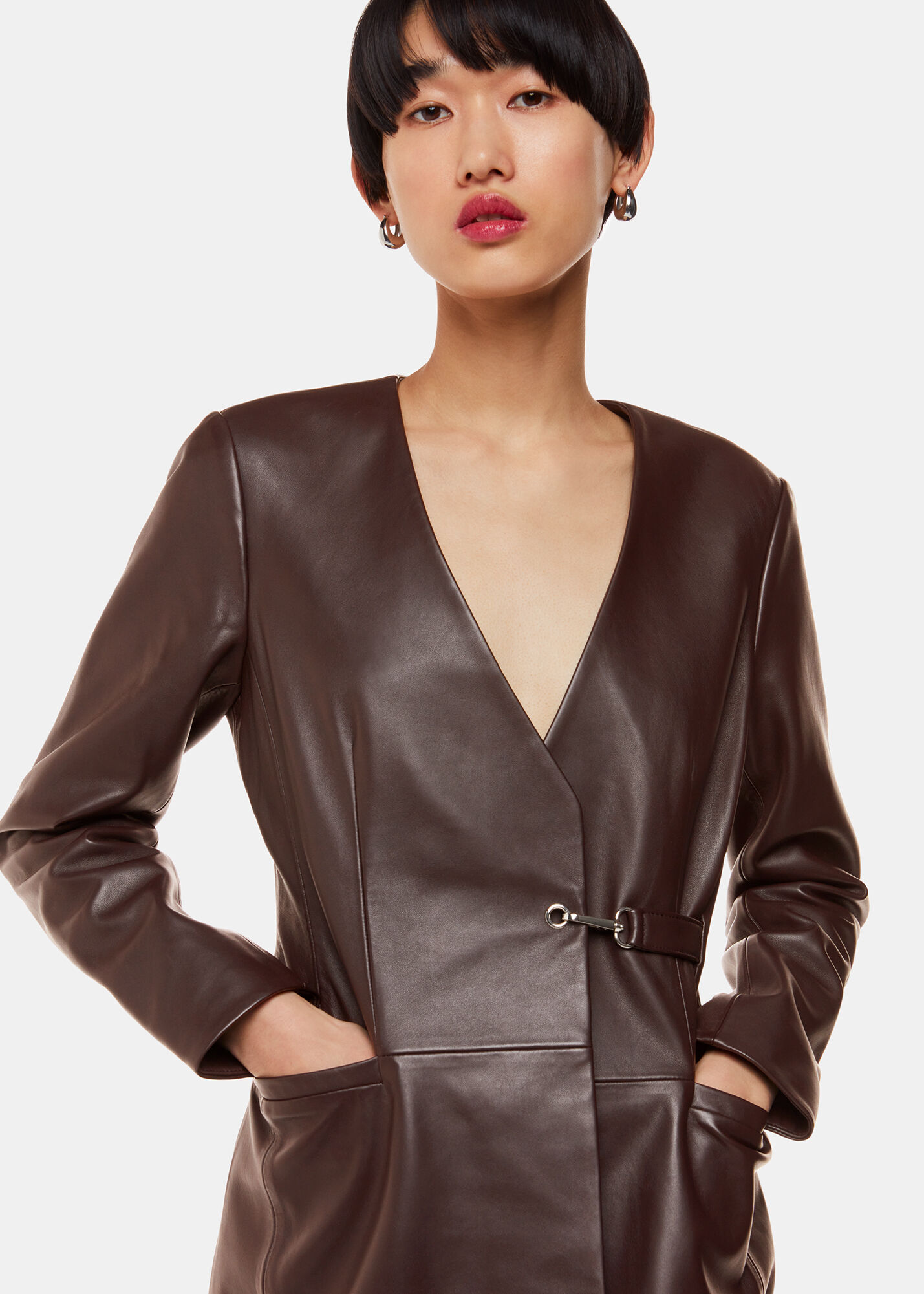 Wrap leather jacket top