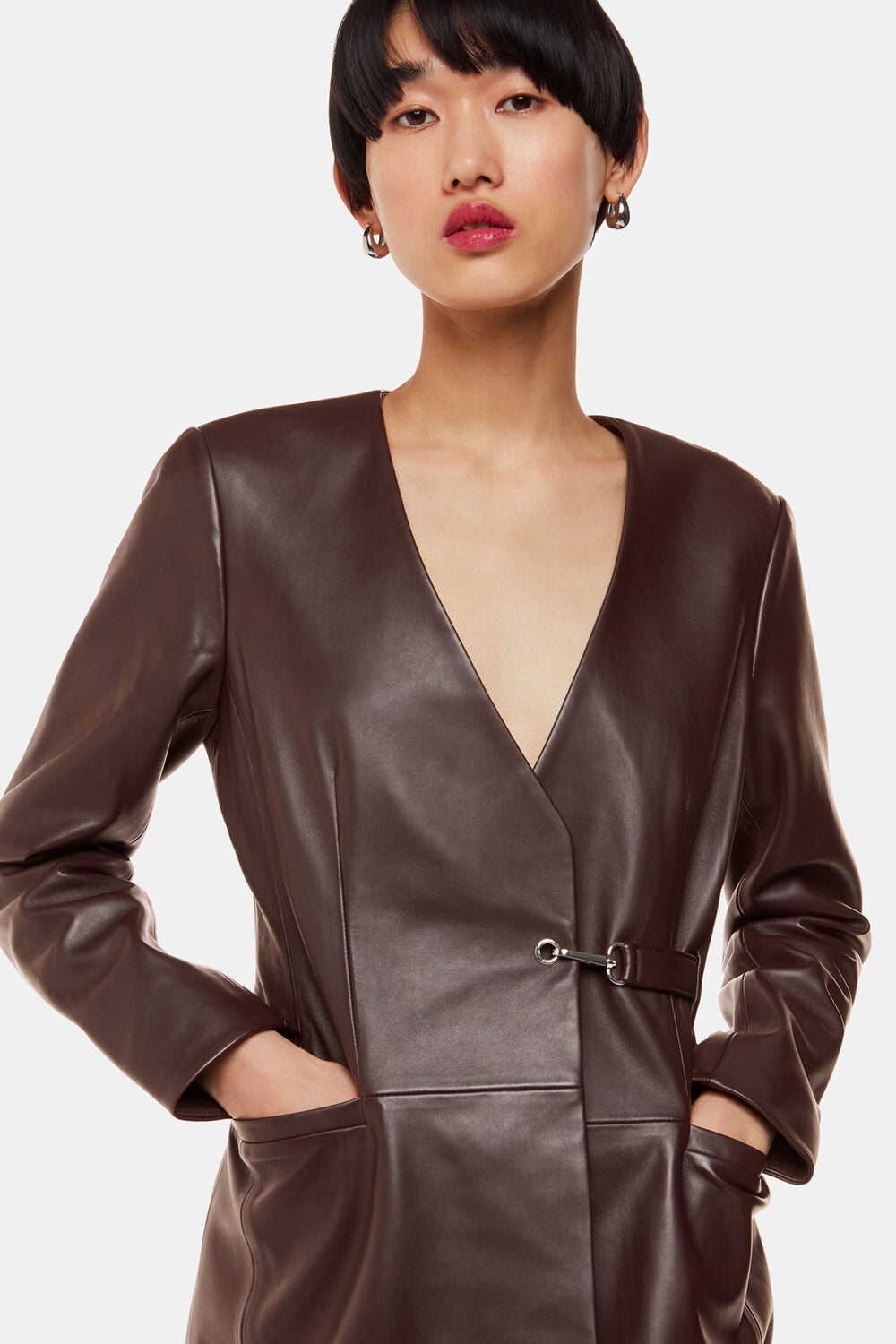 Josie Wrap Leather Blazer