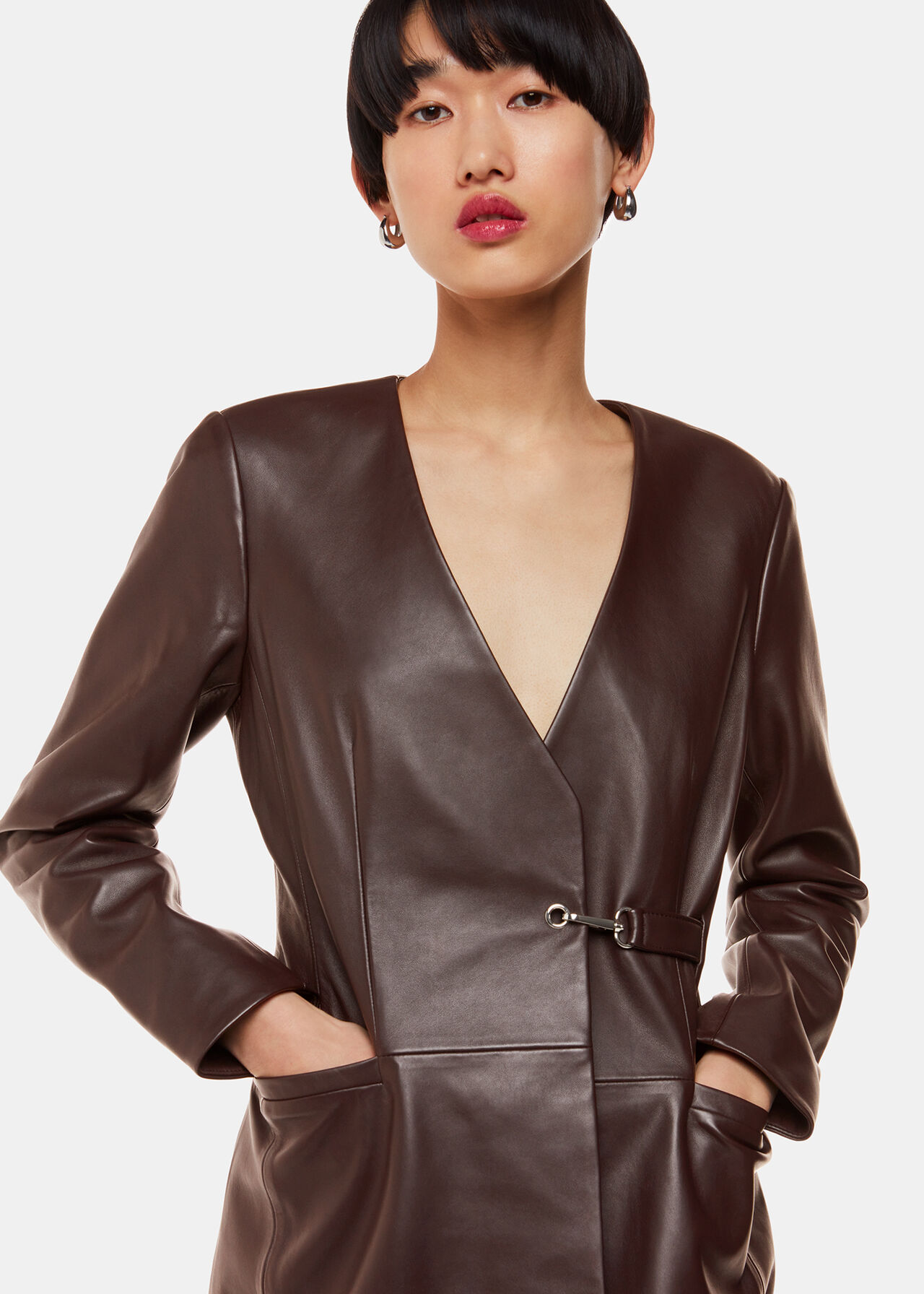 Josie Wrap Leather Blazer