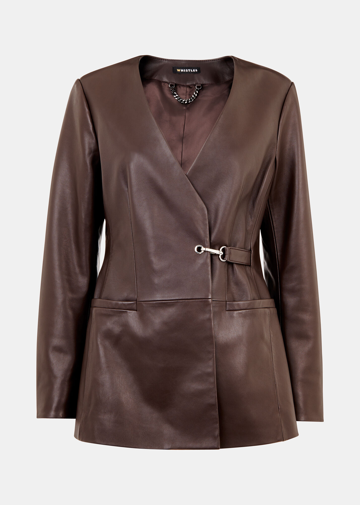 Chocolate leather blazer online