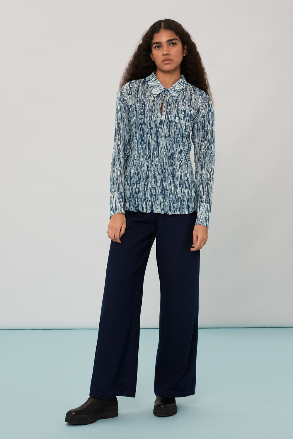 Marble Stripe Plisse Shirt