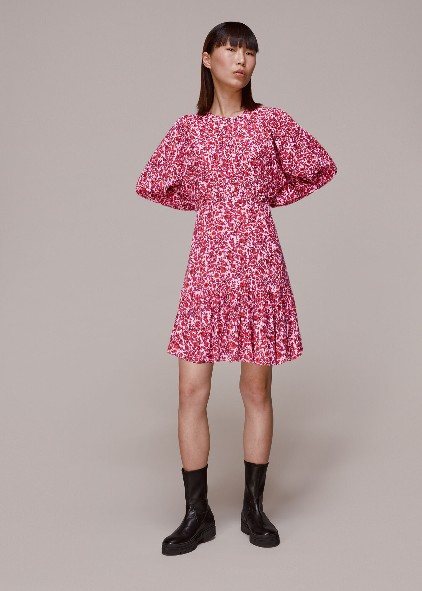 Pink/Multi Samantha Heath Floral Dress WHISTLES
