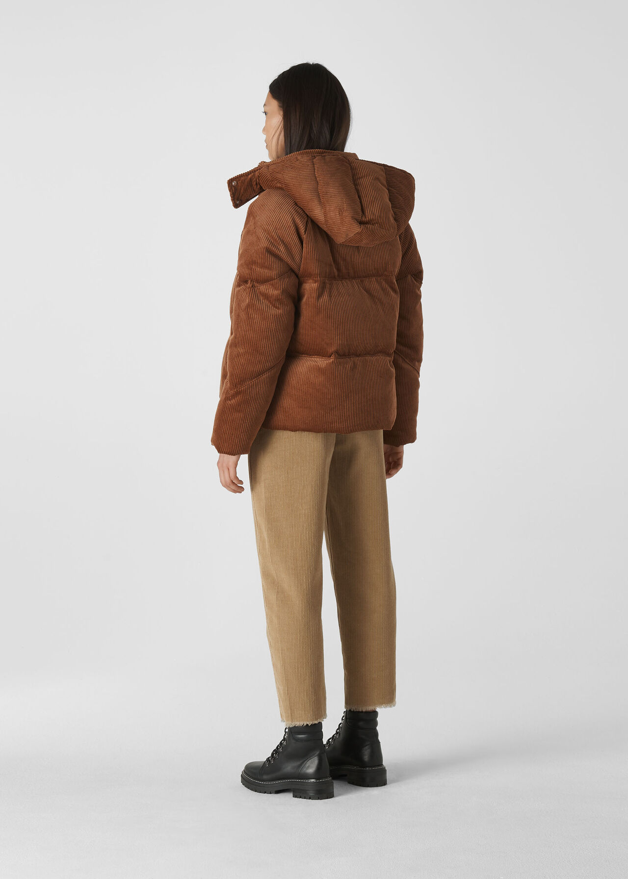 Casey Cord Puffer Jacket Brown