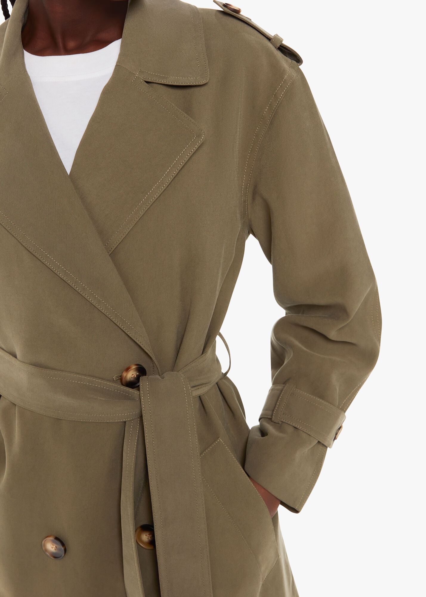 Khaki Riley Trench Coat WHISTLES Whistles US