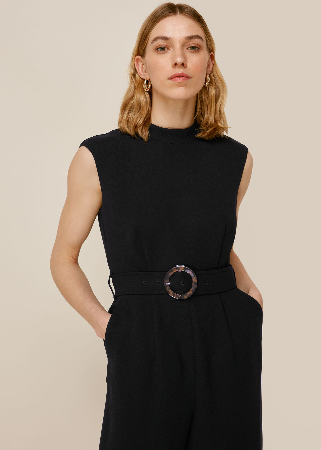 Penny Belted Jumpsuit Black