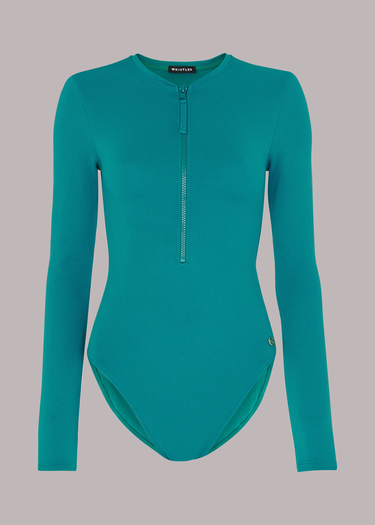 Teal Long Sleeve Texture Swimsuit, WHISTLES
