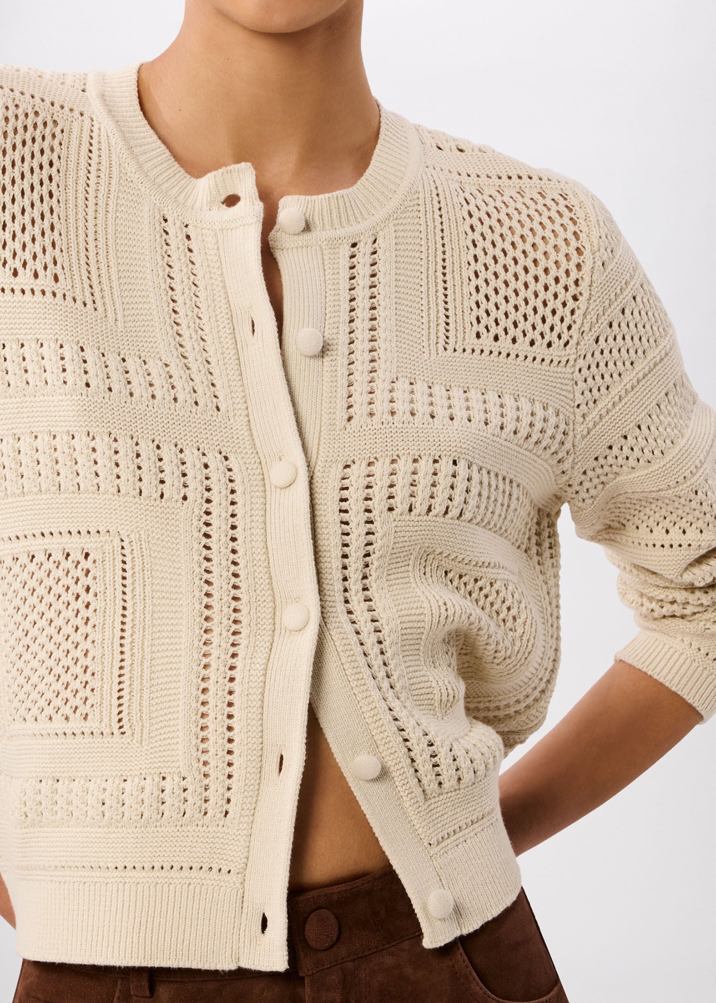 Ivory Crochet Detail Cardigan | WHISTLES | Whistles US |
